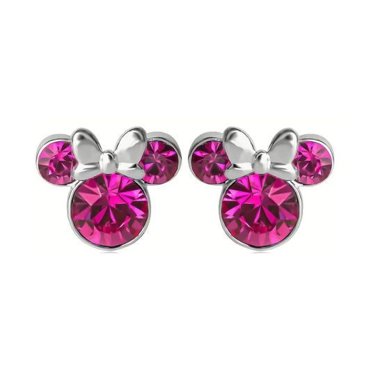 Orecchini lobo Disney Minnie ottone argento cristalli rosa MISURA UNICA