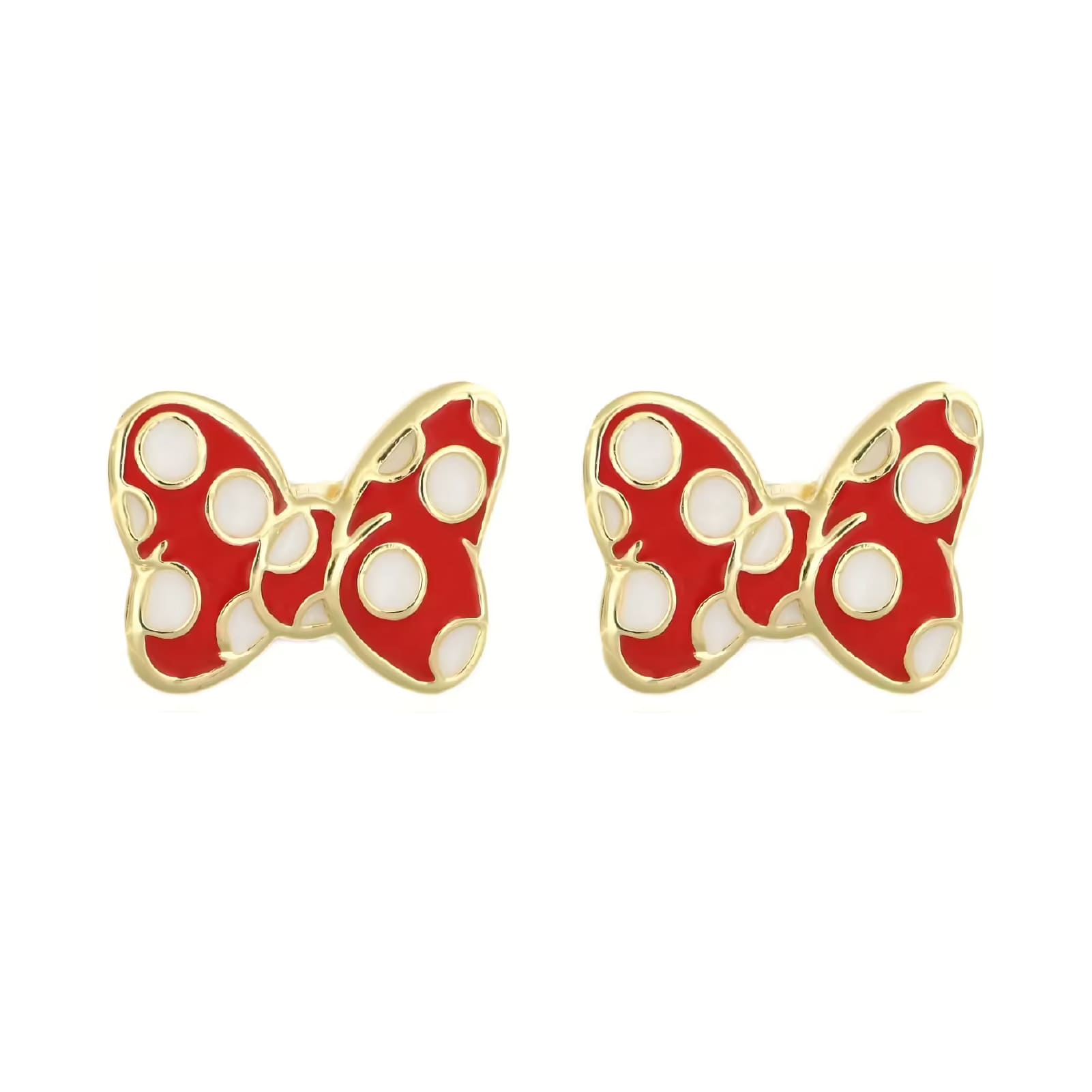Set orecchini Disney Minnie in ottone oro smalto fiocco MISURA UNICA