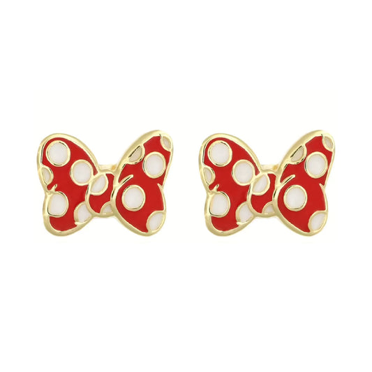 Set orecchini Disney Minnie in ottone oro smalto fiocco MISURA UNICA