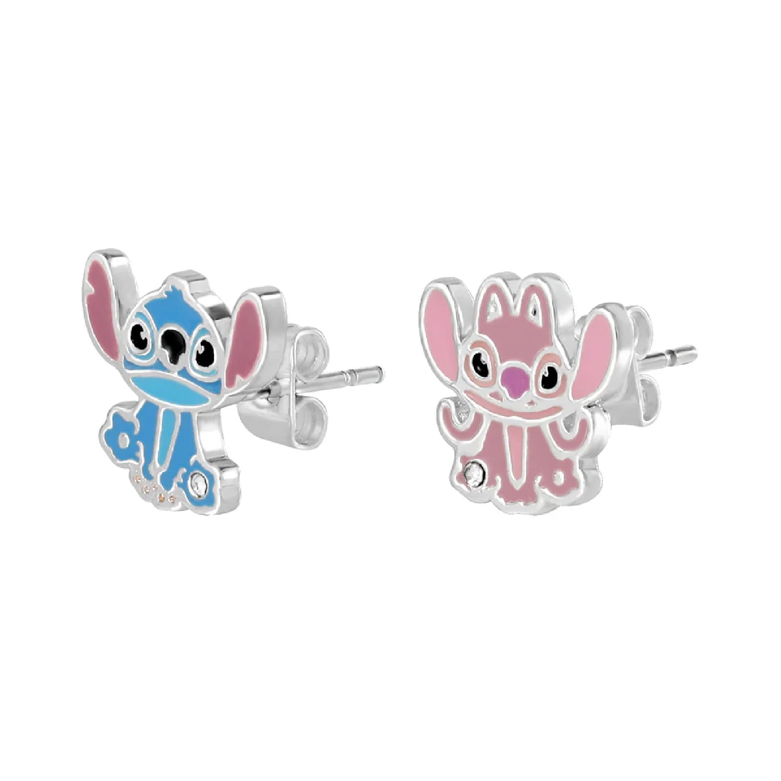 Orecchini lobo Disney Stitch & Angel ottone argento smalto MISURA UNICA