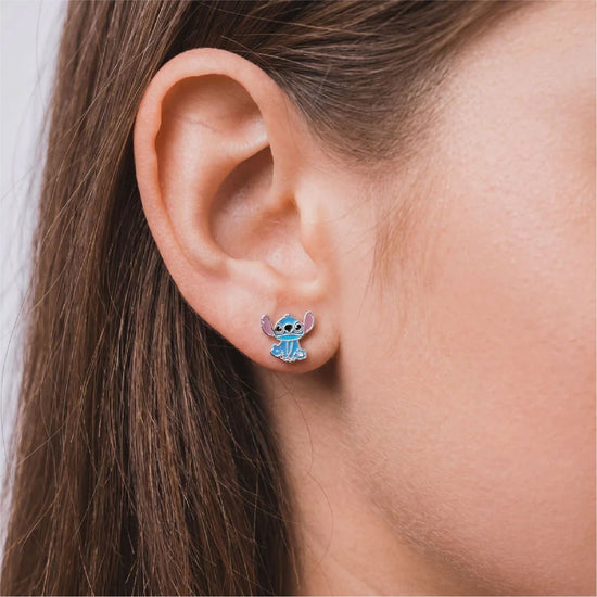 Orecchini lobo Disney Stitch & Angel ottone argento smalto MISURA UNICA