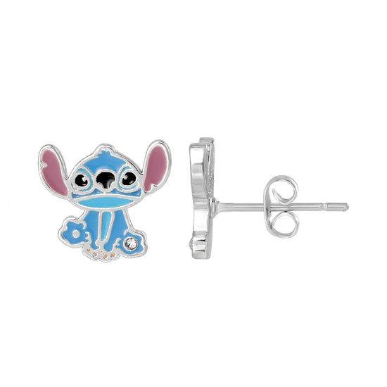 Orecchini lobo Disney Stitch & Angel ottone argento smalto MISURA UNICA