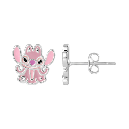 Orecchini lobo Disney Stitch & Angel ottone argento smalto MISURA UNICA