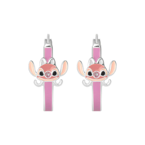 Orecchini cerchio Disney Angel ottone argento smalto rosa MISURA UNICA