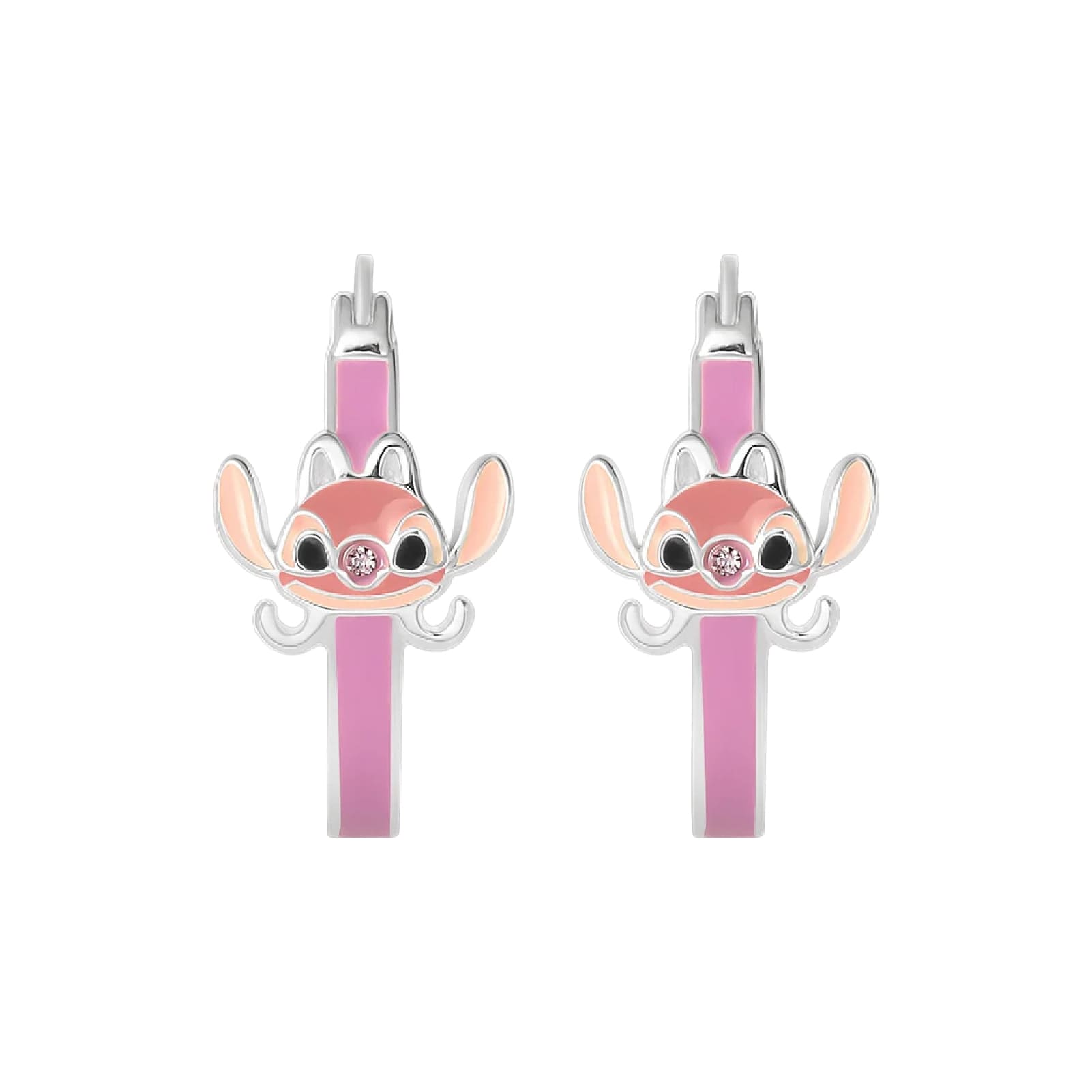 Orecchini cerchio Disney Angel ottone argento smalto rosa MISURA UNICA