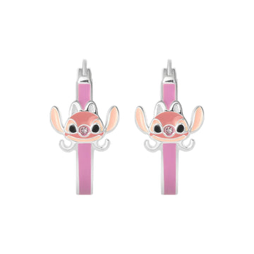 Orecchini cerchio Disney Angel ottone argento smalto rosa MISURA UNICA