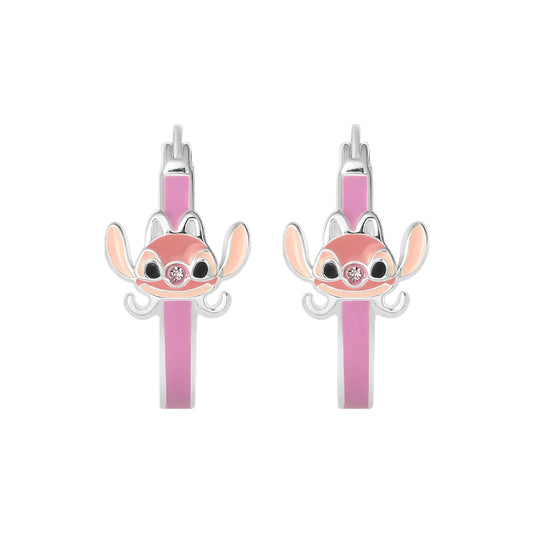 Orecchini cerchio Disney Angel ottone argento smalto rosa MISURA UNICA