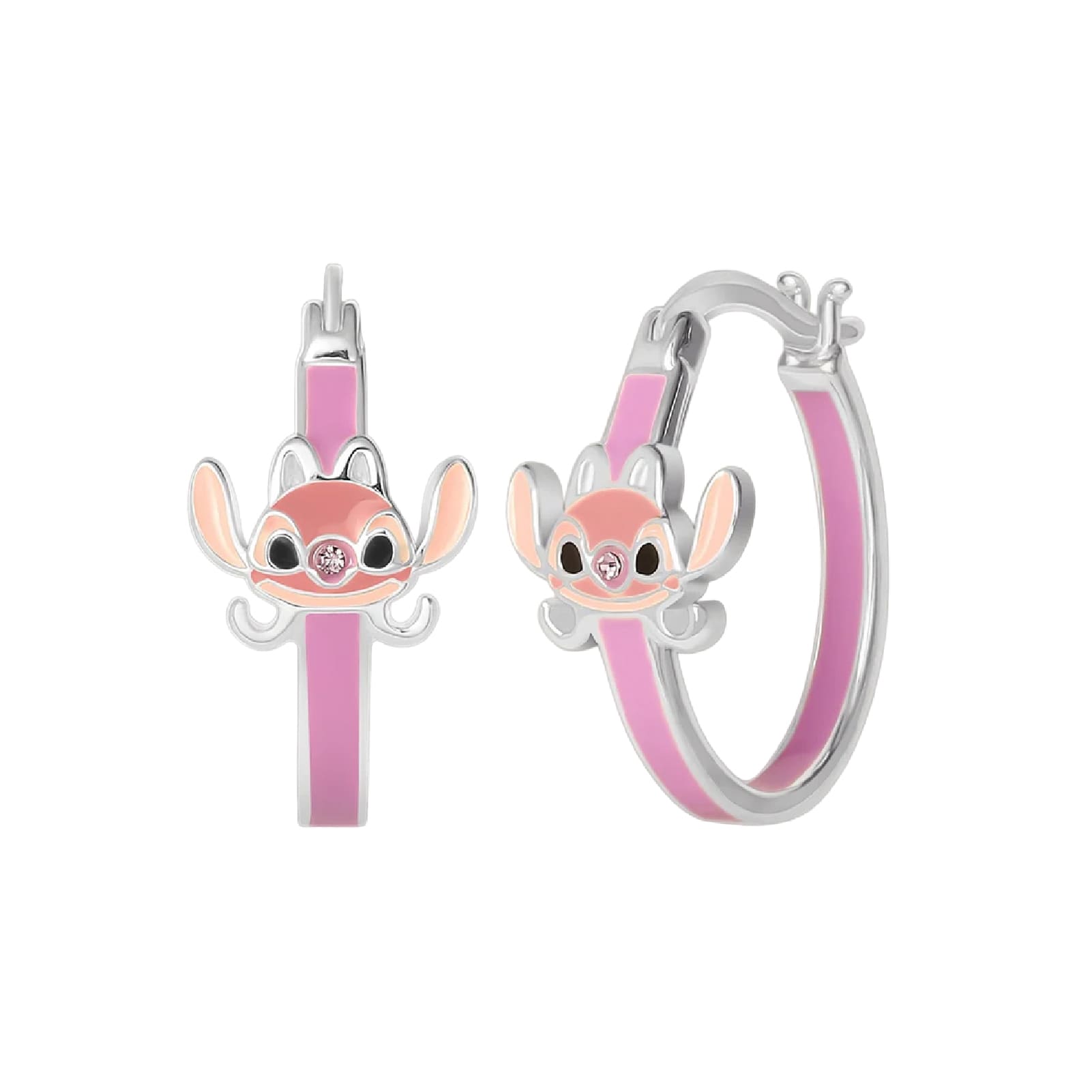 Orecchini cerchio Disney Angel ottone argento smalto rosa MISURA UNICA