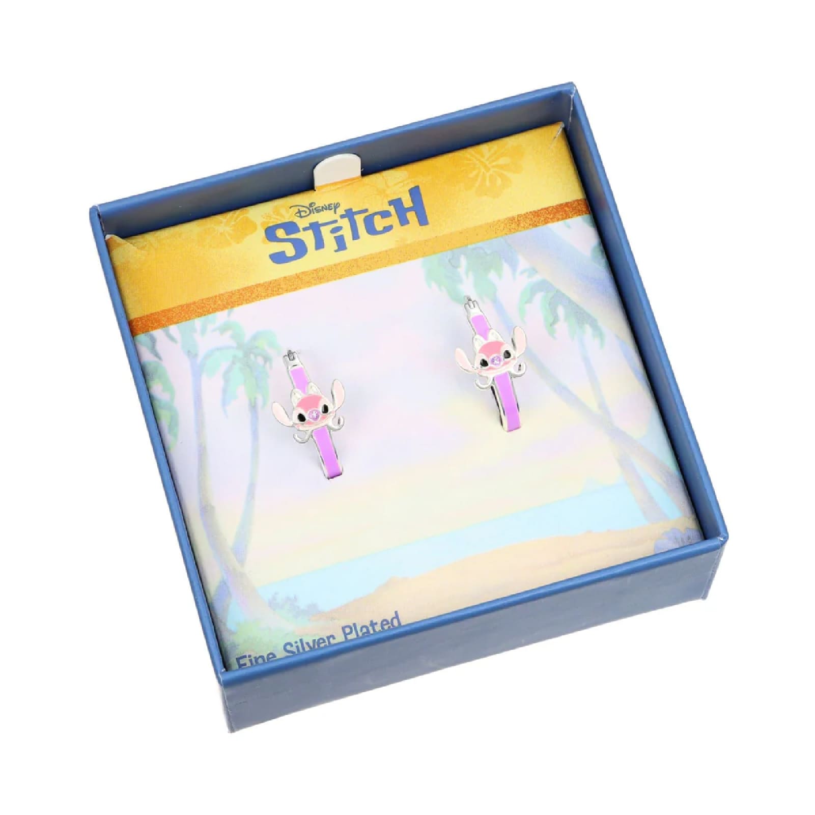 Orecchini cerchio Disney Angel ottone argento smalto rosa MISURA UNICA
