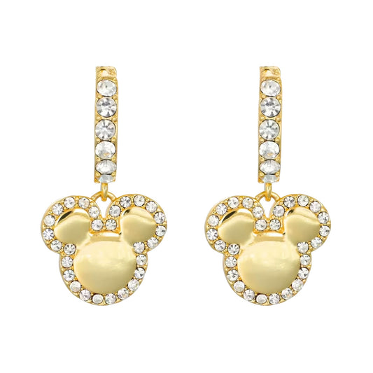 Orecchini pendenti Disney Minnie in ottone oro cristalli MISURA UNICA