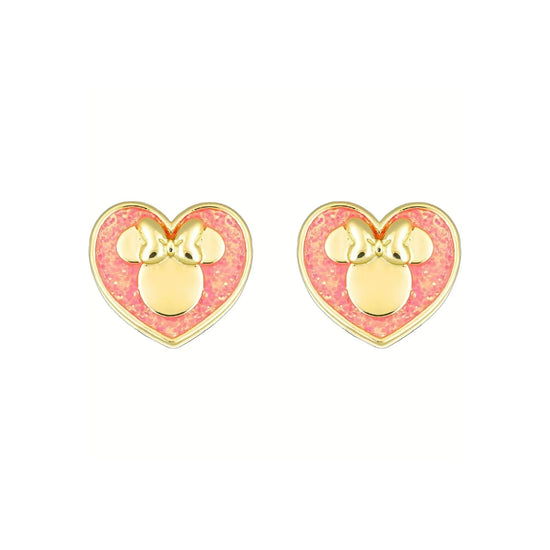 Orecchini lobo Disney Minnie in ottone oro e cristalli rosa MISURA UNICA
