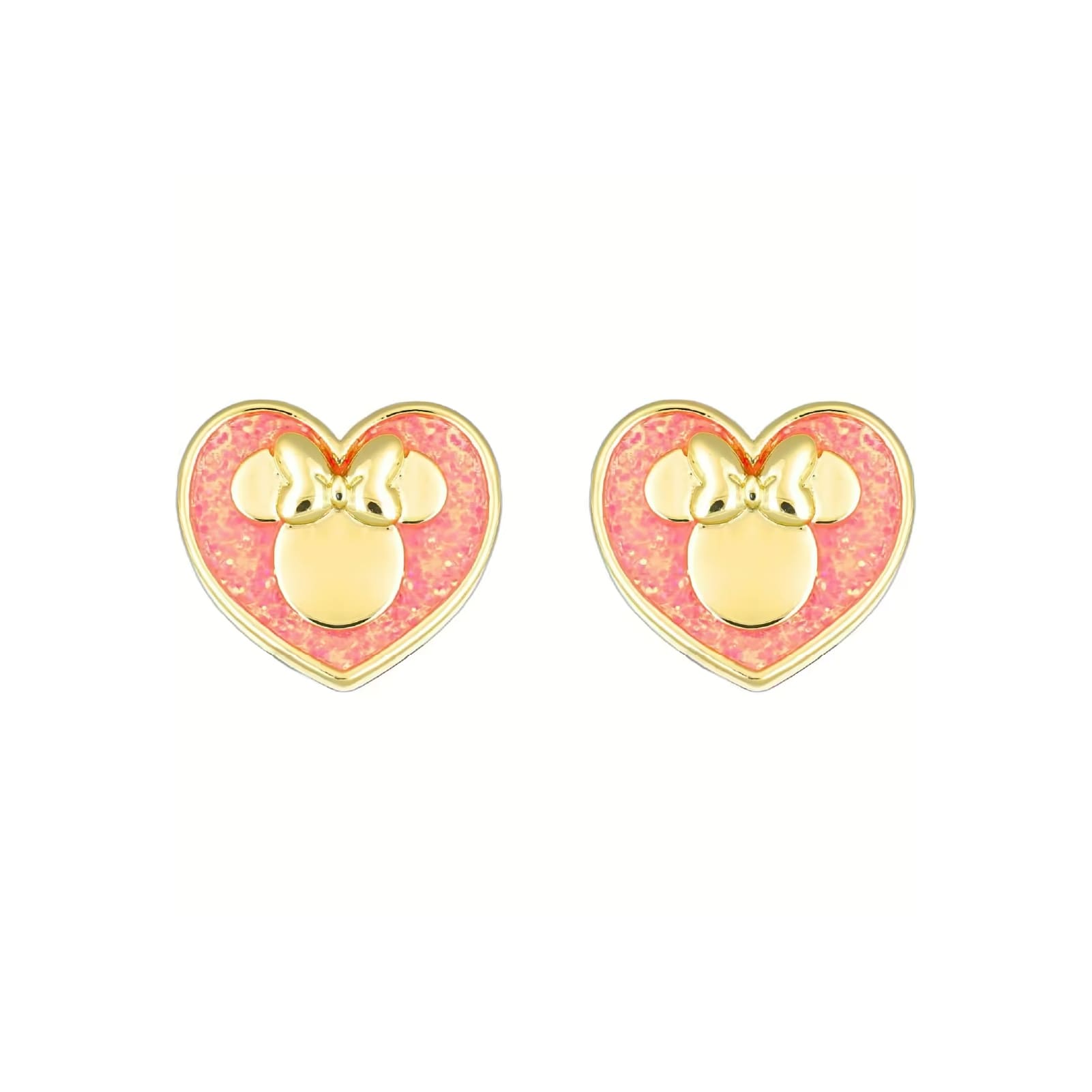 Orecchini lobo Disney Minnie in ottone oro e cristalli rosa MISURA UNICA