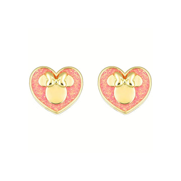 Orecchini lobo Disney Minnie in ottone oro e cristalli rosa MISURA UNICA