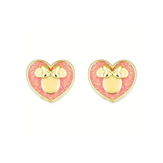 Orecchini lobo Disney Minnie in ottone oro e cristalli rosa MISURA UNICA