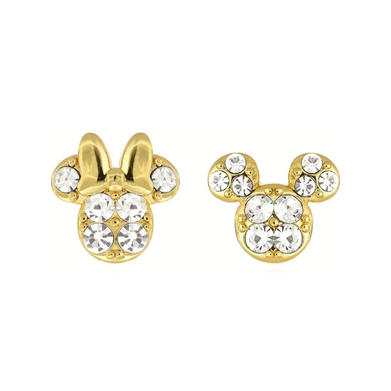 Orecchini lobo Disney Mickey Minnie in ottone oro cristalli MISURA UNICA