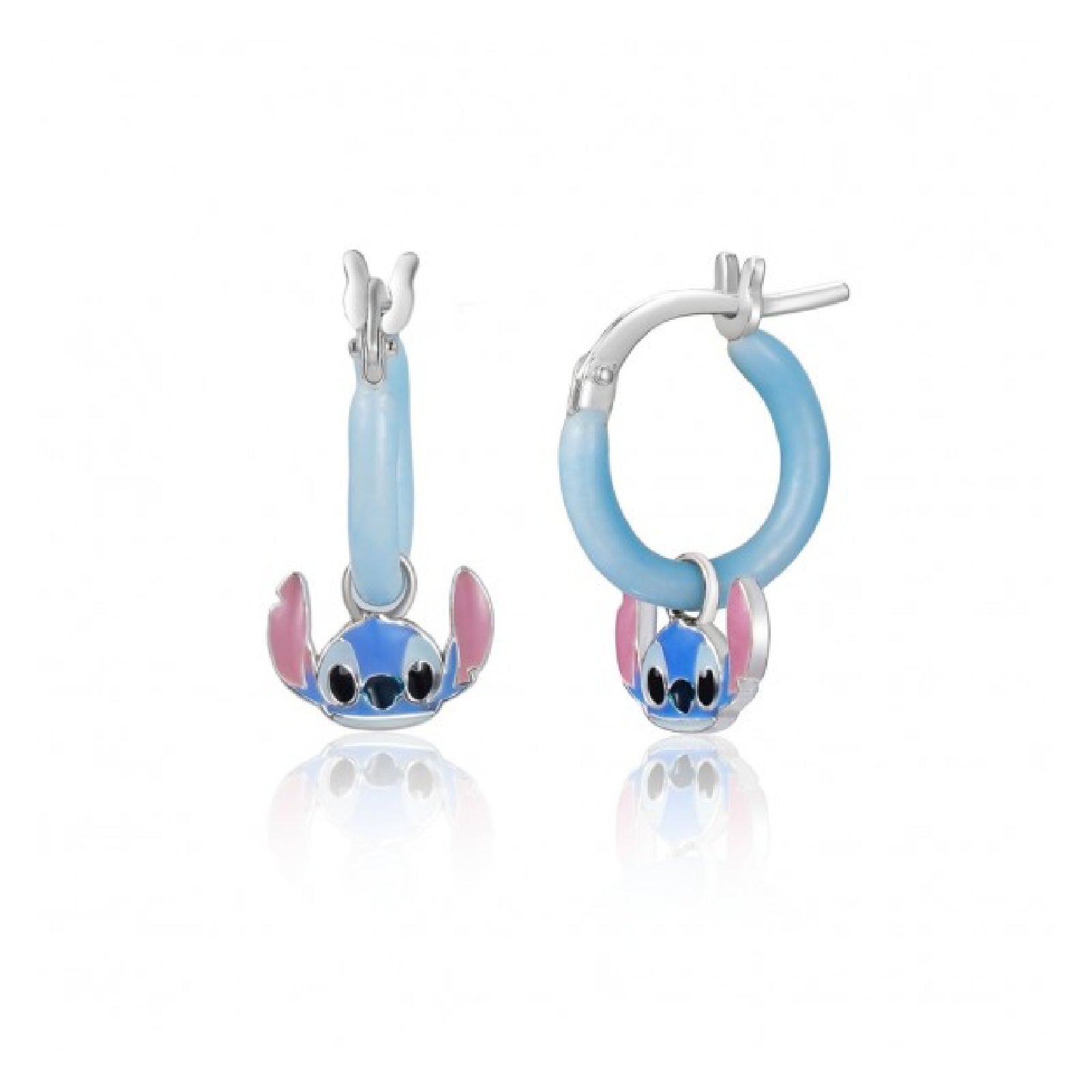 Orecchini a cerchio Disney acciaio con stitch pendente azzurro MISURA UNICA