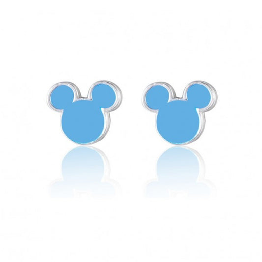 Orecchini a lobo Disney in acciaio con topolino smaltato blu MISURA UNICA
