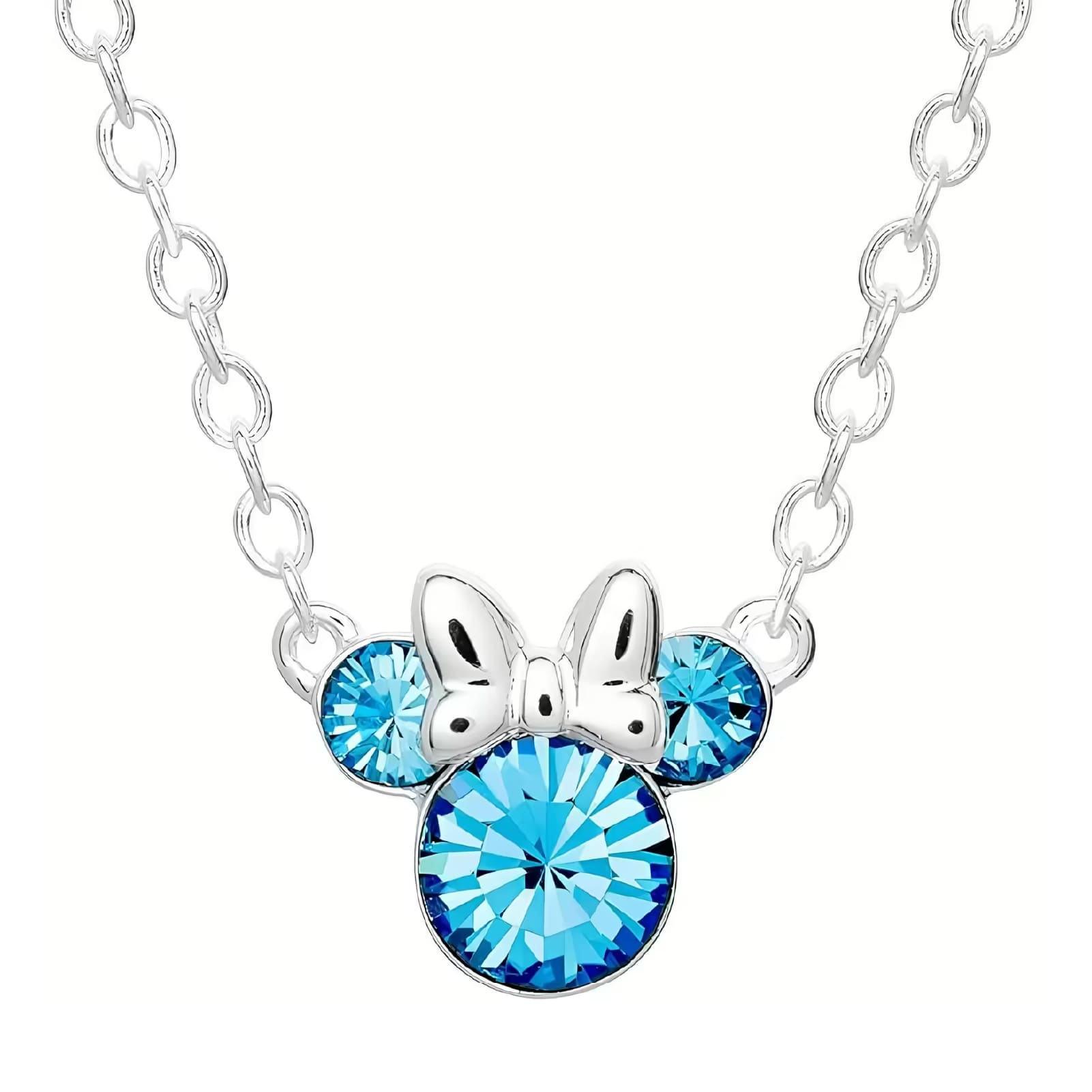 Collana catena Disney Minnie ottone argento cristalli blu MISURA UNICA