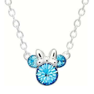 Collana catena Disney Minnie ottone argento cristalli blu MISURA UNICA