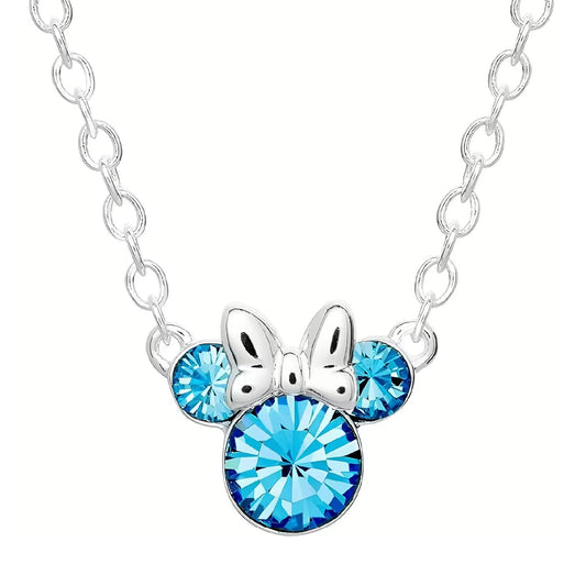 Collana catena Disney Minnie ottone argento cristalli blu MISURA UNICA