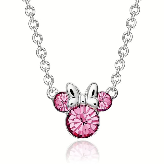 Collana catena Disney Minnie ottone argento cristalli rosa MISURA UNICA