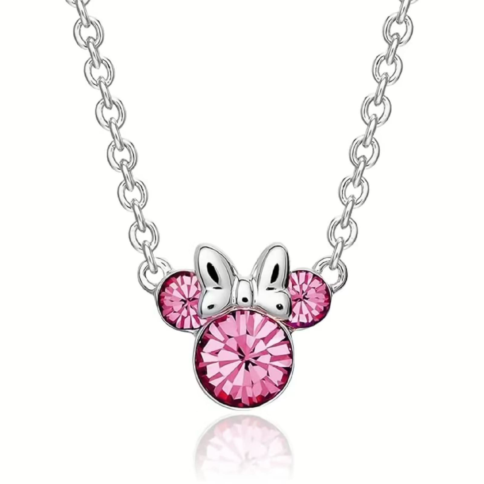 Collana catena Disney Minnie ottone argento cristalli rosa MISURA UNICA