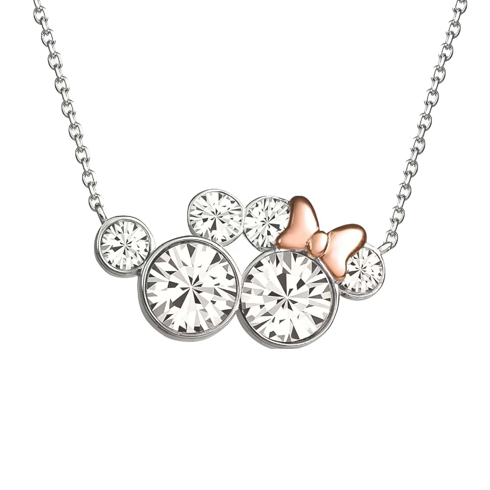Collana catena Disney Mickey Minnie ottone argento cristalli MISURA UNICA