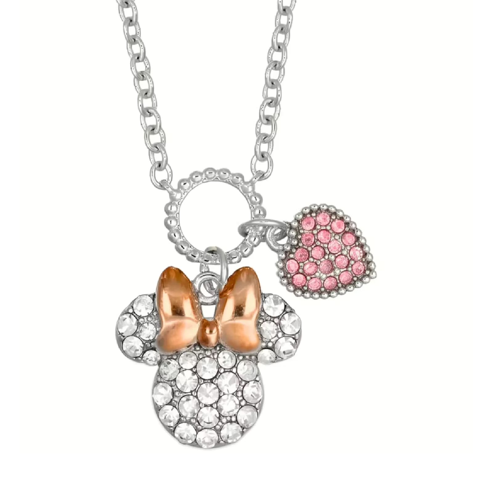 Collana catena Disney Minnie in ottone argento e cristalli MISURA UNICA