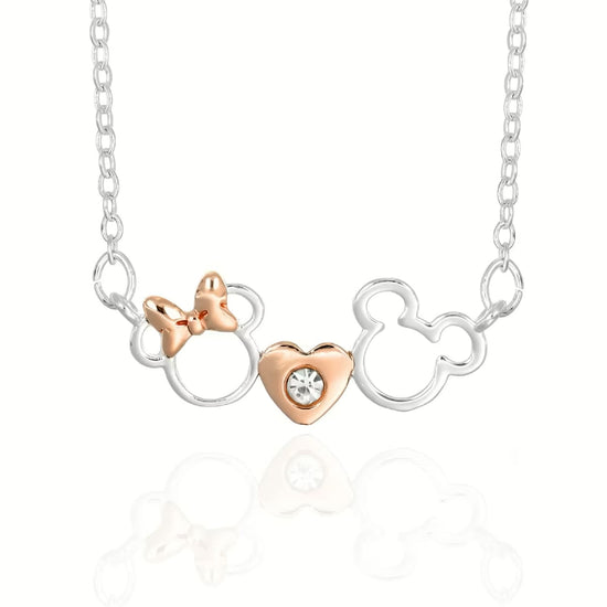 Collana catena Disney Mickey Minnie ottone argento cuore MISURA UNICA