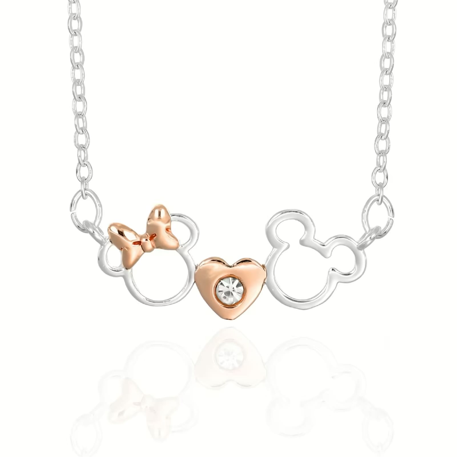 Collana catena Disney Mickey Minnie ottone argento cuore MISURA UNICA