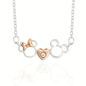 Collana catena Disney Mickey Minnie ottone argento cuore MISURA UNICA