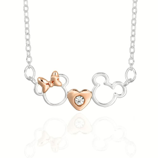 Collana catena Disney Mickey Minnie ottone argento cuore MISURA UNICA