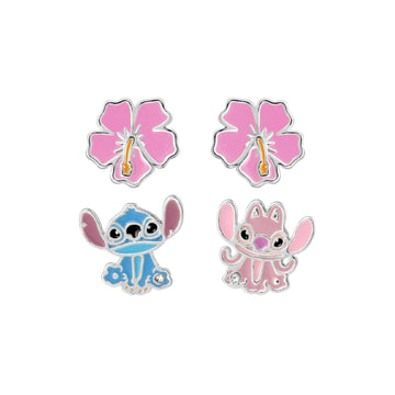 Set orecchini Disney Stitch & Angel ottone argento smalto MISURA UNICA