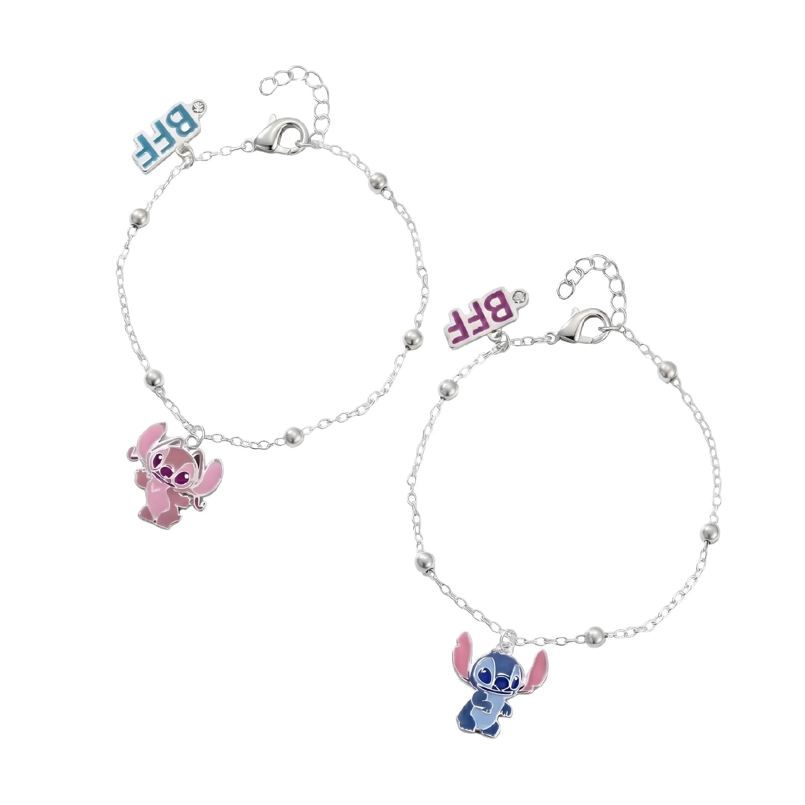 Set bracciali Disney Stitch & Angel ottone argento smalto 19,5 cm