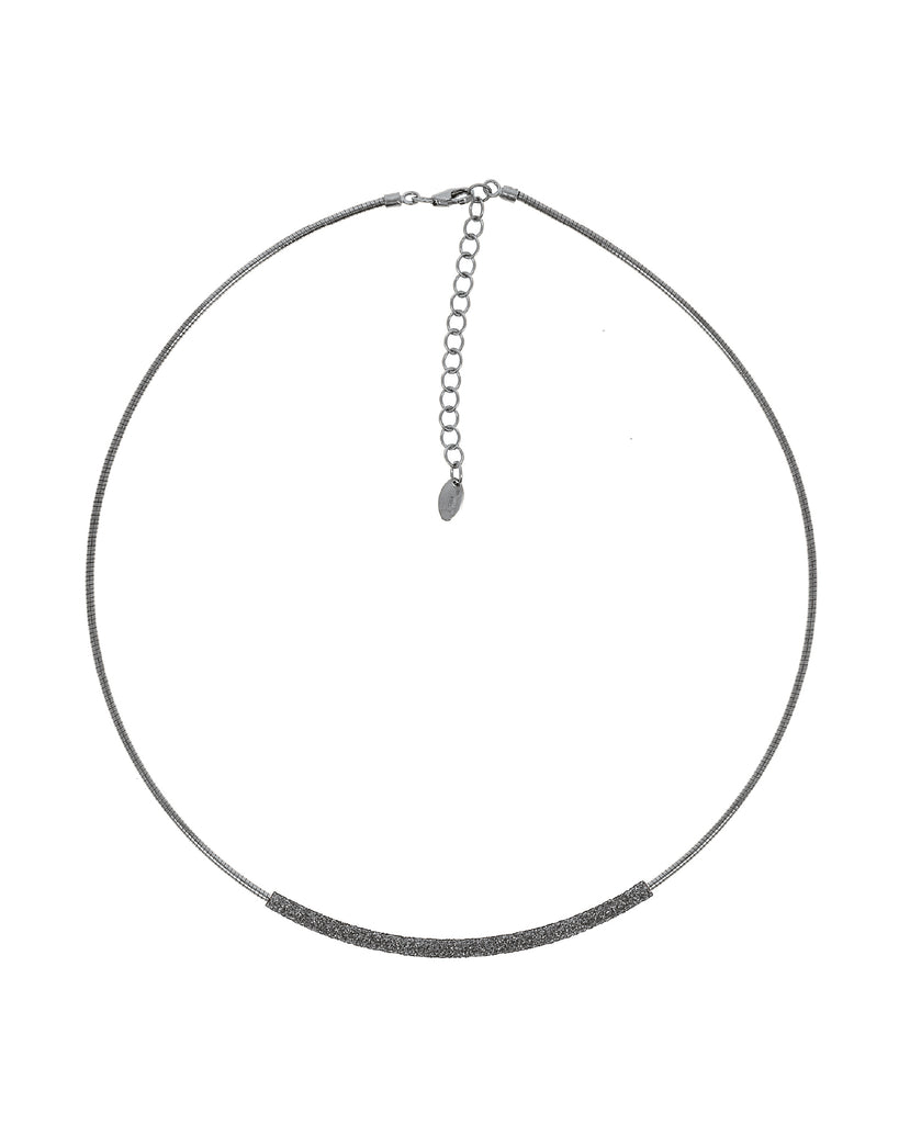 Collana girocollo da donna Pesavento Polvere Di Sogni in argento 925 rutenio con sezione centrale grigia WPSCG022