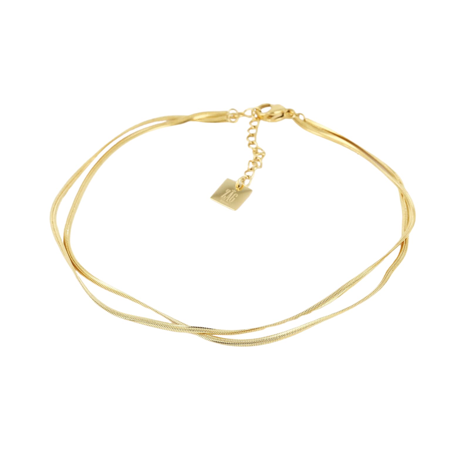 Cavigliera ZAG Bijoux acciaio dorato con doppia catena