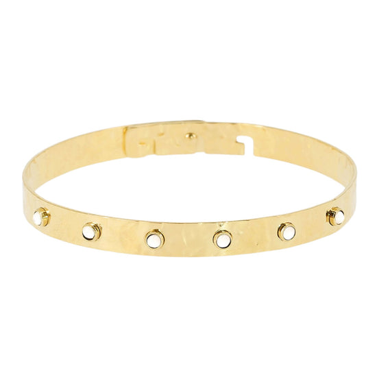 Bracciale rigido ZAG Bijoux acciaio dorato e pietre bianche Rigido