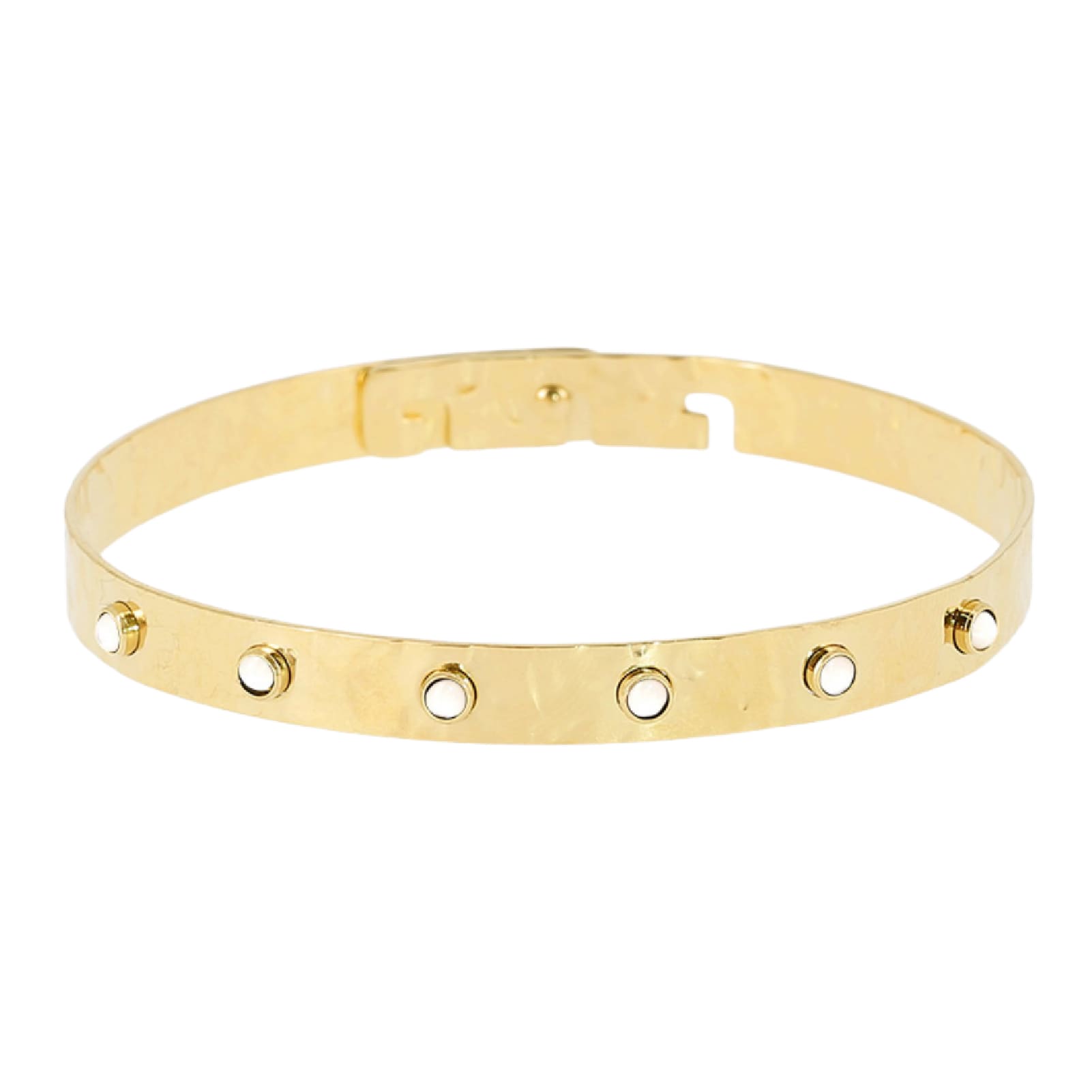 Bracciale rigido ZAG Bijoux acciaio dorato e pietre bianche Rigido