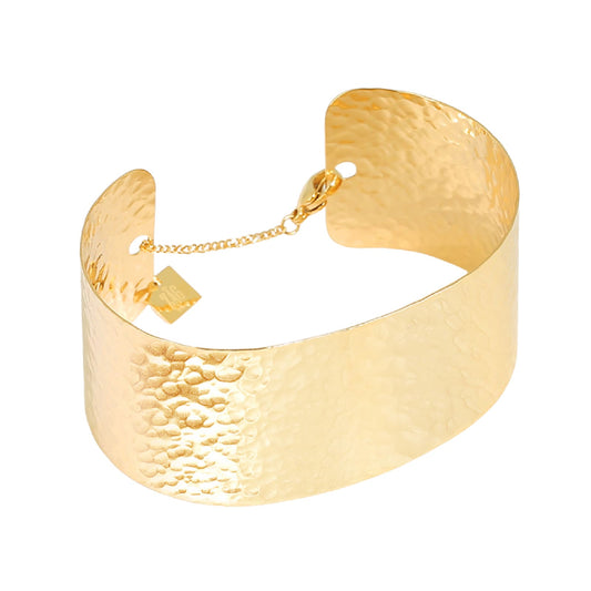 Bracciale semirigido largo ZAG Bijoux acciaio dorato 30 mm Rigido