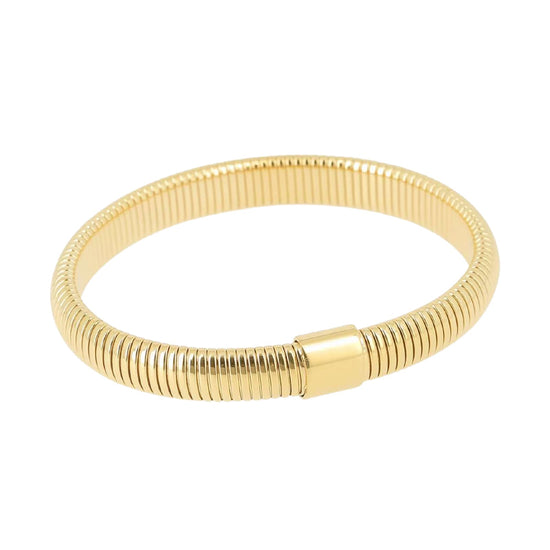 Bracciale rigido spesso donna ZAG Bijoux in acciaio dorato diametro 6 cm