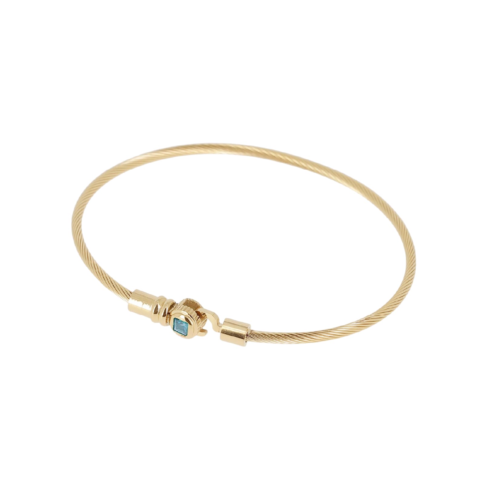 Bracciale rigido ZAG Bijoux in acciaio dorato con pietra blu Rigido