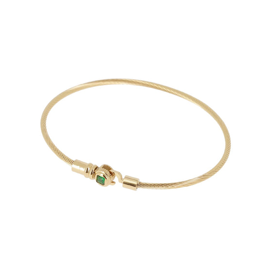 Bracciale rigido ZAG Bijoux acciaio dorato con pietra verde Rigido