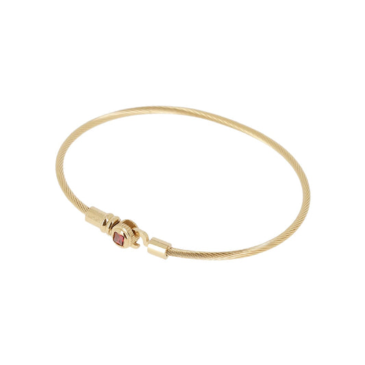 Bracciale rigido ZAG Bijoux acciaio dorato con pietra rossa Rigido