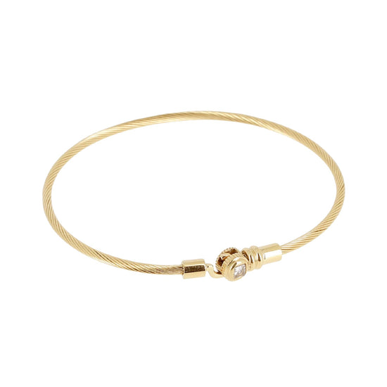Bracciale rigido ZAG Bijoux acciaio dorato con pietra bianca Rigido