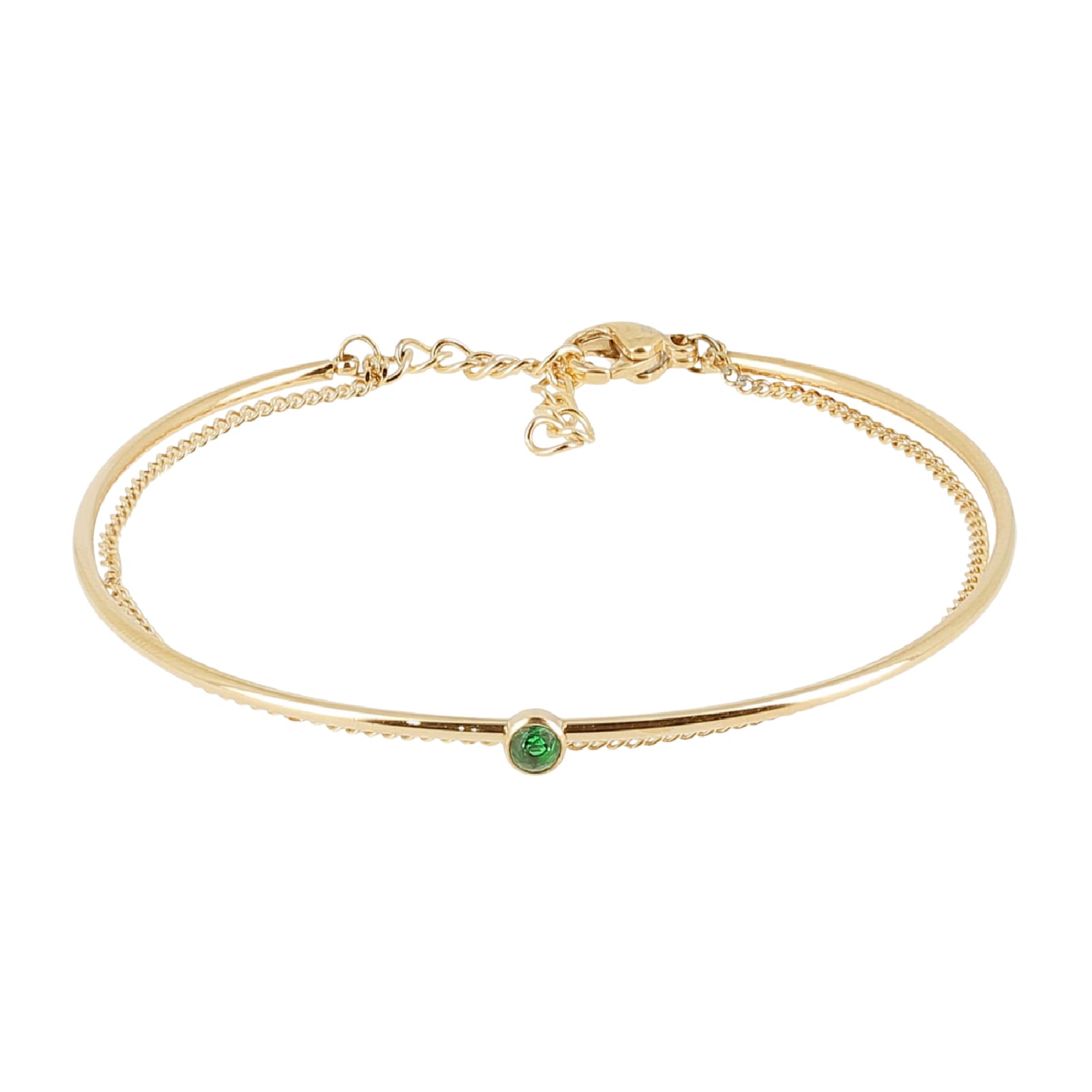 Bracciale multifilo ZAG Bijoux acciaio dorato zircone verde Regolabile 15-18 cm