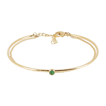 Bracciale multifilo ZAG Bijoux acciaio dorato zircone verde Regolabile 15-18 cm