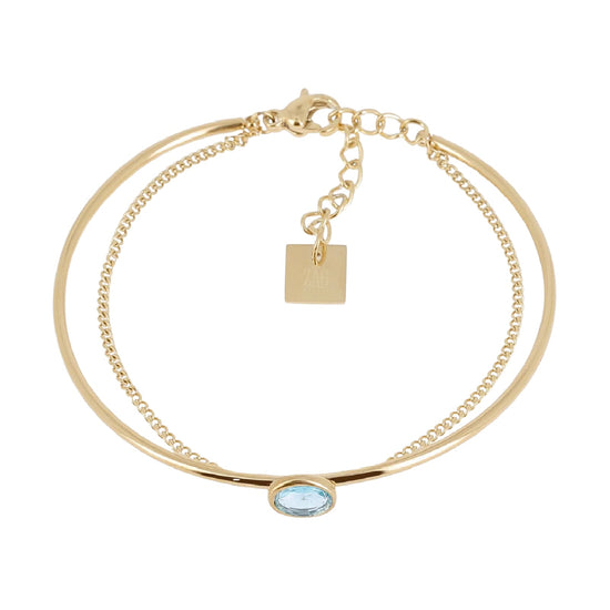 Bracciale multifilo ZAG Bijoux acciaio dorato zircone blu Regolabile 15-18 cm