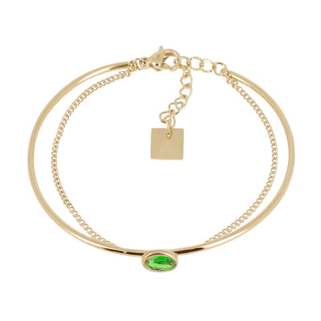 Bracciale multifilo ZAG Bijoux acciaio dorato zircone verde Regolabile 15-18 cm