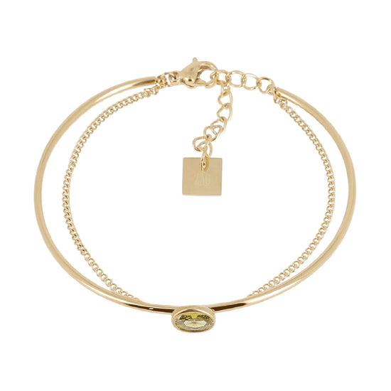 Bracciale multifilo ZAG Bijoux acciaio zircone verde chiaro Regolabile 15-18 cm