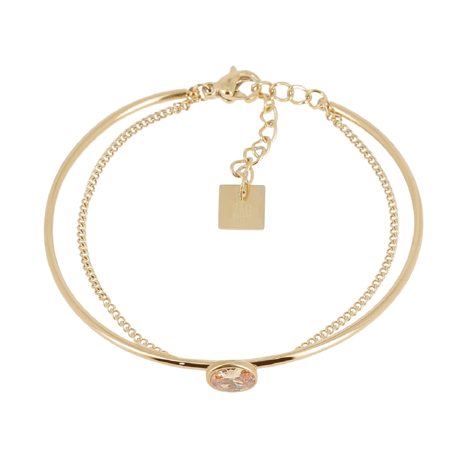 Bracciale multifilo ZAG Bijoux acciaio dorato zircone nudo Regolabile 15-18 cm